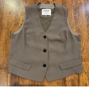 SPANX Women's Tailored Button Vest Gray Size XL Modern Sophistication